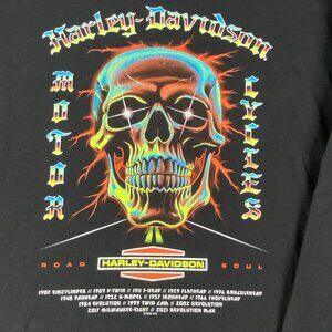 Harley Davidson Shirt XL Black Skull Print Motorcycles Double Sided Stuart FL